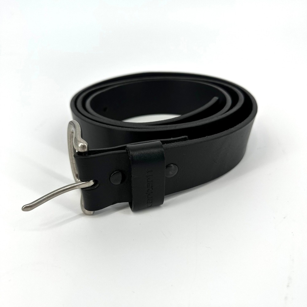 Carhartt Mens Black Leather Belt‎ Silver Buckle Workwear Casual Size 50 2201